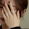 Rhodium Plated 925 Sterling Silver Initial Letter Open Cuff Ring JR852R-7
