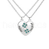 2Pcs Mother's Day Heart Alloy Indicolite Rhinestone Mother and Daughter Pendant Necklaces FS-WG01266-01-2