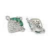 Brass Pave Green & Clear Cubic Zirconia Fruit Connector Charms KK-Z109-01P-03-2