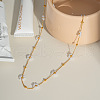Stainless Steel Woven Flower Link Chain Necklaces for Women AC0915-2-2