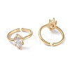 Mother's Day Rings Brass Micro Pave Cubic Zirconia Cuff Rings RJEW-M138-15G-A-2