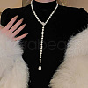 Alloy & Glass Pearl Round Beaded Y Necklaces for Women FS-WGF55A0-01-1