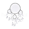 Handmade Round Cotton Woven Net/Web with Feather Wall Hanging Decoration HJEW-G015-06B-1
