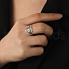Heart with Sailor's Knot 304 Stainless Steel Open Cuff Ring for Women RJEW-E073-01P-4