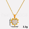 304 Stainless Steel Pave Natural White Shell Heart Pendant Necklaces QU9586-4-4