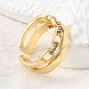 Brass Micro Pave Cubic Zirconia Cuff Rings RJEW-D313-13PG-2