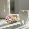 Round Beech Wooden 3D Engraved My First Tooth Fairy Box CON-WH0120-001-4