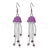 Glass Seed Beaded with Acrylic Beads & Glass Pearl Round Bead Jellyfish Dangle Earrings EJEW-MZ00435-03-2