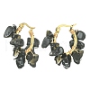 Natural Obsidian Chips Braided Hoop Earrings EJEW-JE04940-08-1