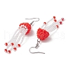 304 Stainless Steel Glass Seed Beaded Jellyfish Dangle Earrings EJEW-MZ00435-02-4