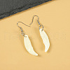 Natural Gemstone Wolf Tooth Shape Dangle Earrings with Real Tibetan Mastiff Dog Tooth FX9729-9-1