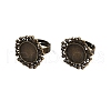 Vintage Adjustable Iron Flower Finger Ring Components Alloy Cabochon Bezel Settings X-PALLOY-O036-01AB-NF-5