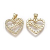 Brass Micro Pave Clear Cubic Zirconia Pendants X-ZIRC-A011-09G-2