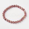 Natural Rhodonite Round Bead Stretch Bracelets BJEW-L594-D01-1