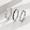 3Pcs Hollow Out 304 Stainless Steel Micro Pave Clear Cubic Zirconia with Enamel Finger Rings FS-WGFDE09-12-1