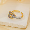 Brass Micro Pave Cubic Zirconia Cuff Rings JG6766-2-2
