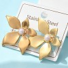 304 Stainless Steel & ABS Plastic Imitation Pearl Flower Stud Earrings EJEW-S253-23G-1