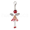 6Pcs 6 Colors Fairy Alloy Beaded & Glass & Acrylic Beaded Pendant Decoration HJEW-JM03064-4