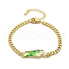 Brass Cuban Link Chain Bracelets BJEW-A035-03G-2