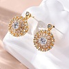 Brass Micro Pave Clear Cubic Zirconia Stud Earrings EJEW-C130-01G-2