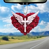 Acrylic Heart Wing Cross Hanging Ornaments PW-WGC4599-01-2