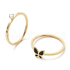 2Pcs 2 Style Ion Plating(IP) 304 Stainless Steel Butterfly Finger Rings Set with Enamel RJEW-K244-01G-1