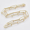 Brass Round Oval Paperclip Chain Necklace Making MAK-S072-06A-G-2