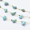 3.28 Feet Handmade Synthetic Turquoise Beaded Chains X-CHC-I026-D-01G-1