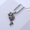Vintage Punk Stainless Steel Skeleton Fish Pendant Necklaces for Hip-hop Streetwear PZ9152-2