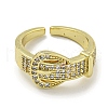 Brass Micro Pave Cubic Zirconia Cuff Ring RJEW-E296-01G-2