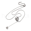 304 Stainless Steel Round Ball Pendant Snake Chain Necklaces NJEW-U028-03P-4
