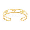 Clear Cubic Zirconia Cross Open Cuff Bangle with Enamel BJEW-S141-025-2