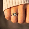 2Pcs Heart Alloy Finger Rings for Women FS-WG57BD0-03-4