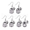 Natural & Synthetic Mixed Gemstone Frog Dangle Earrings EJEW-A092-13P-2
