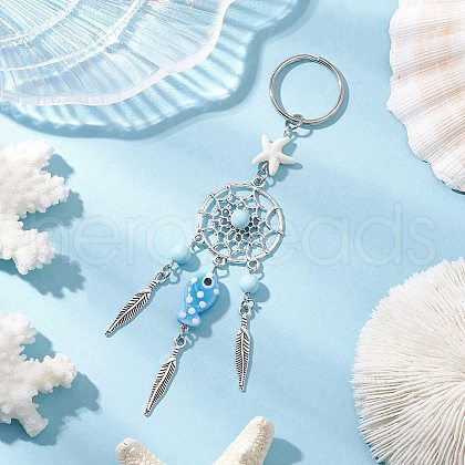 Alloy Ocean Theme Fish Keychains KEYC-JKC01223-02-1