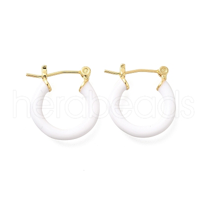 Brass Enamel Hoop Earrings for Women EJEW-M211-01LG-A-1