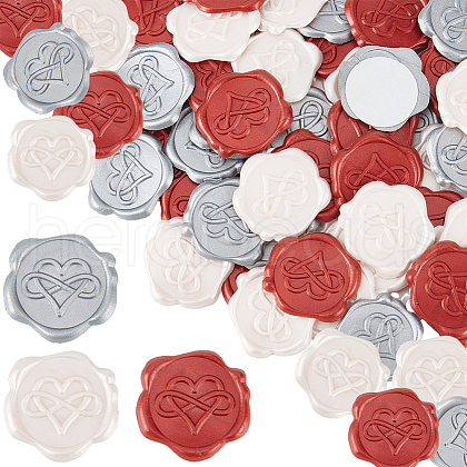CRASPIRE 60Pcs 3 Colors Heart Adhesive Wax Seal Stickers DIY-CP0010-21-1