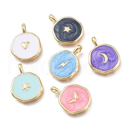 Brass Enamel Pendants KK-K248-06G-1