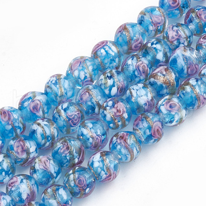 Handmade Gold Sand Lampwork Beads LAMP-T006-10E-1
