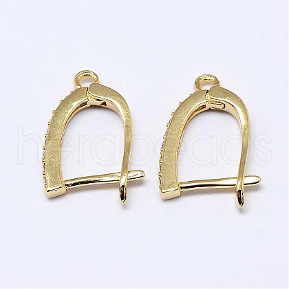 Brass Micro Pave AAA Cubic Zirconia Ear Harp Hoop Earring Findings KK-F699-04G-NR-1