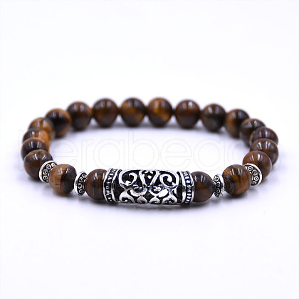 Natural Tiger Eye Beaded Stretch for Women Men YW9110-3-1