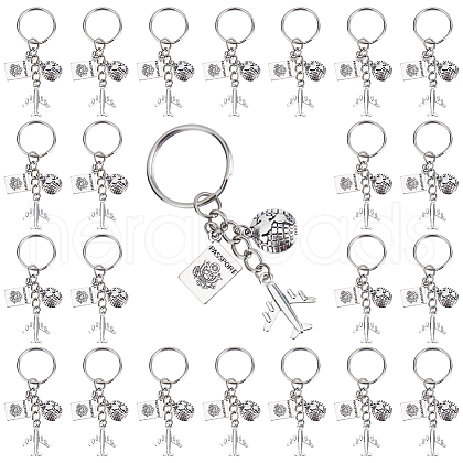 SUNNYCLUE 20Pcs Alloy Keychain KEYC-SC0001-16A-1