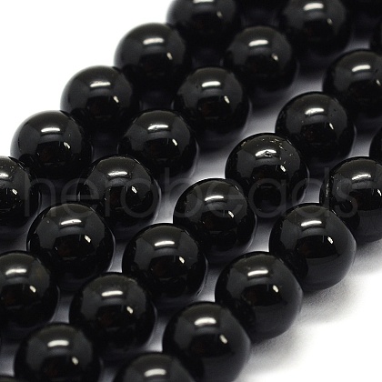 Natural Black Tourmaline Beads Strands G-G763-01-10mm-AB-1