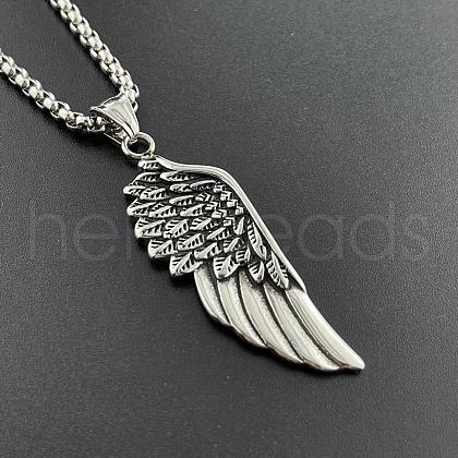 Stylish Stainless Steel Wing Pendant Necklace Punk Rock Accessories FD2976-1