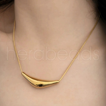 304 Stainless Steel Arc-shaped Pendant Necklaces for Women NJEW-A049-01G-1
