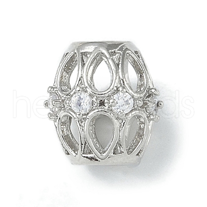Rack Plating Brass Micro Pave Clear Cubic Zirconia Beads KK-A220-13P-1