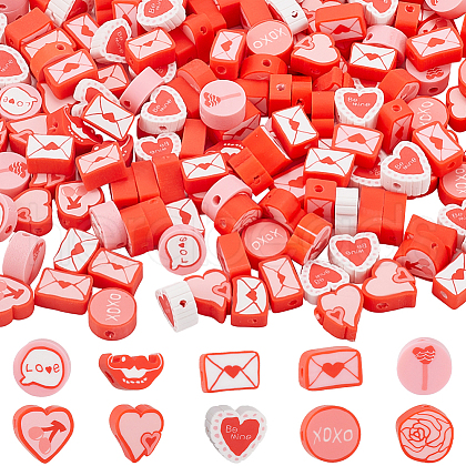 SOFPLATE Valentine's Day Theme 300Pcs Handmade Polymer Clay Beads CLAY-SP0001-01C-1