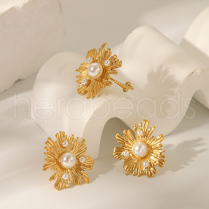 Imitation Pearl Flower Irregular Vintage Stud Earring and Cuff Rings HQ5475-1-1