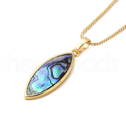 Rack Plating Natural Paua Shell Pendants Necklace NJEW-B104-01A-01G-1