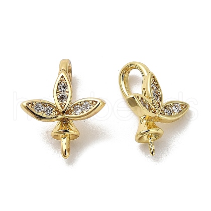 Rack Plating Brass Micro Pave Cubic Zirconia Peg Bails KK-S397-10G-1